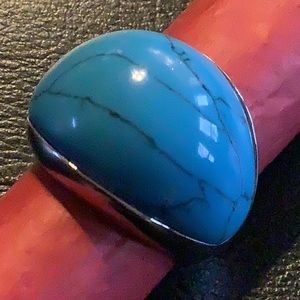 Signed PL turquoise domed ring Retired “Cool Water”